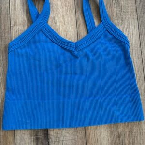 Fresh Blue Ribbed Crop Top